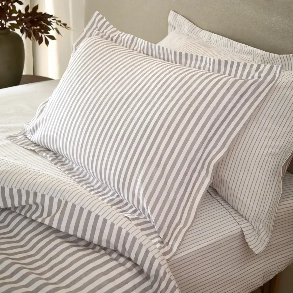 Yard Hebden Melange Mauve Stripe Pair of Pillowcases